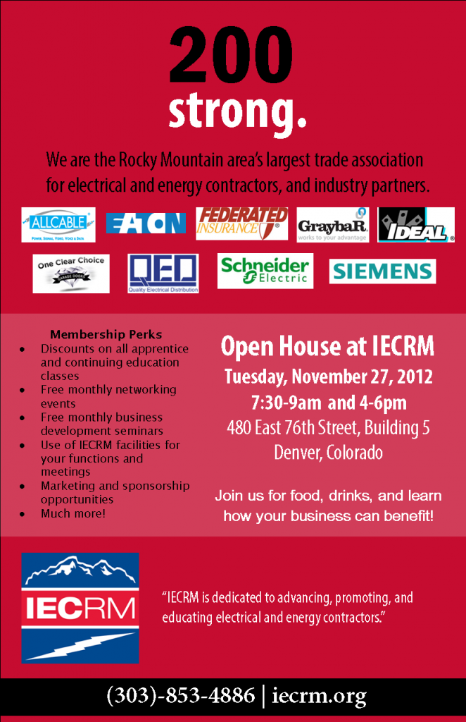 IECRM 2012 Open House Invitation for Electrical Contractors