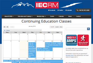 IECRM Continuing Education class calendar